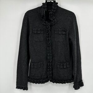 Collection Fifty Nine‎ Cashmere Ruffle Snap Front Cardigan Sweater Large Shabby